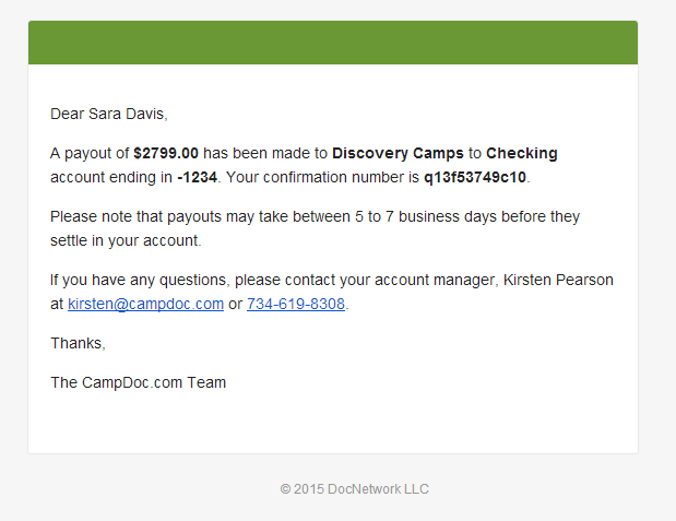 New Payment Plan And Payout Emails CampDoc
