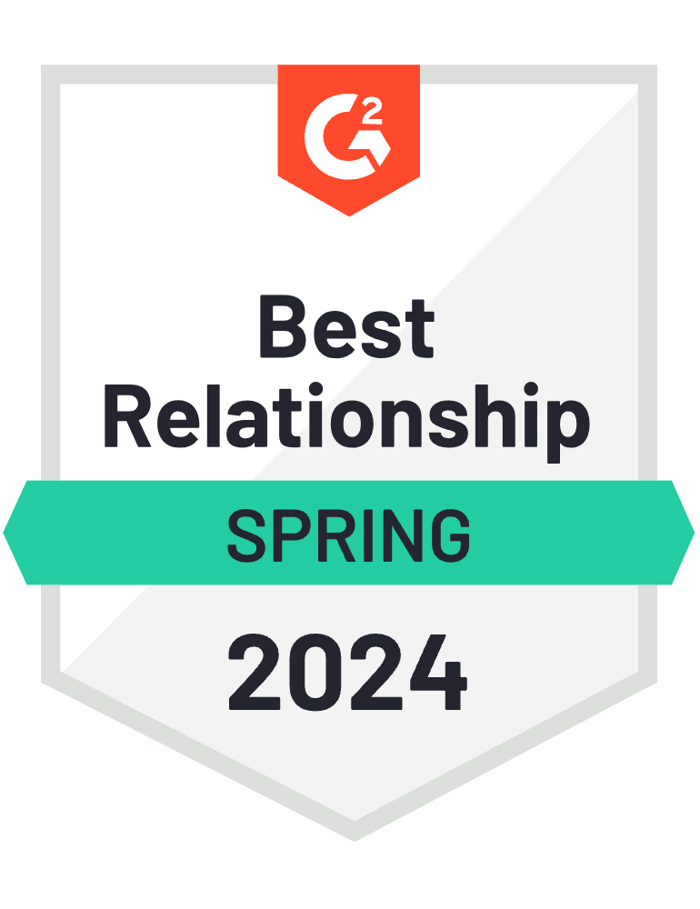 G2 Award badge for CampDoc as the best relationship product leader in the Camp Management and EHR Software category, earning the highest Relationship rating.