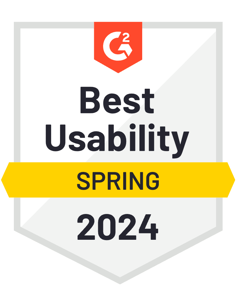 G2 Award badge for CampDoc as the best usability product leader in the Camp Management and EHR Software category, earning the highest Usability rating.